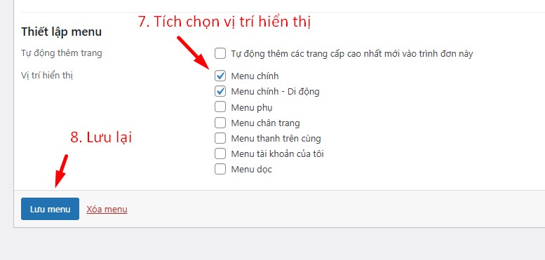 Hướng dẫn chỉnh sửa menu wordpress