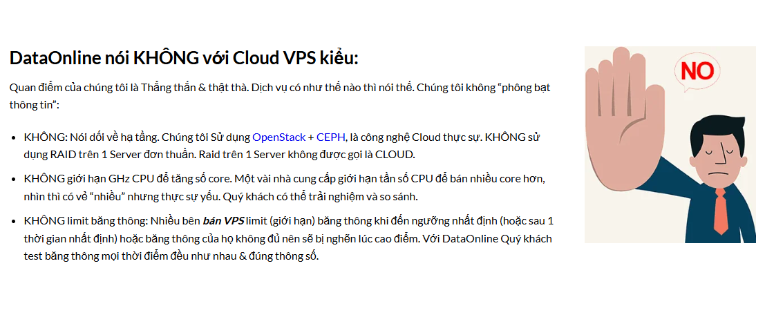 Cam kết về dịch vụ của Dataonline